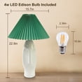 thumbnail image 2 of JuGuo Vintage Pleated Ceramic Table Lamp for Bedroom - 3 Way Dimmable with USB Port & 4W LED Bulb - Touch Control Boho Table Lamp with Green Pleated Lampshade, Perfect for Living Room & Home Decor, 2 of 6