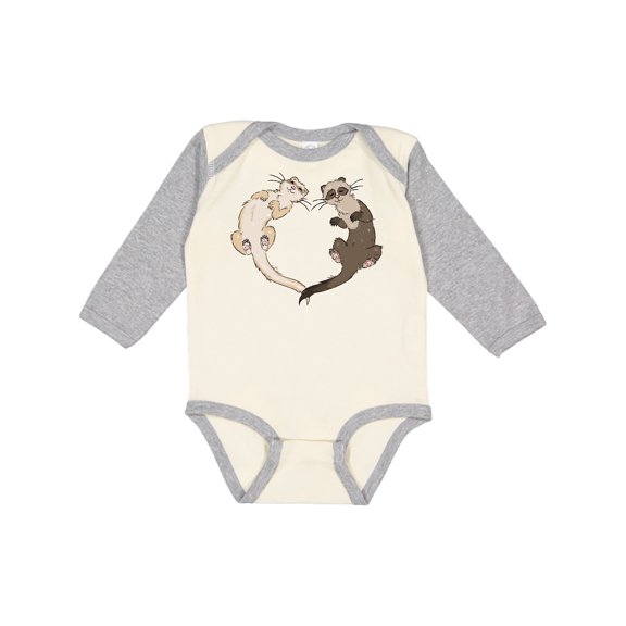 Inktastic Cute Ferret Heart Boys or Girls Long Sleeve Baby Bodysuit
