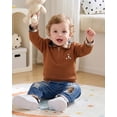 thumbnail image 4 of Toddler Baby Boy Clothes 18 Months Boys Fall Winter Outfits 24 Months Boys Long Sleeve Lapel Top Jeans Pants 2PCS Clothing Set Brown, 4 of 7