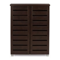 Adalwin Modern and  2-Door Dark Brown Wooden Entryway Shoes Storage Cabinet