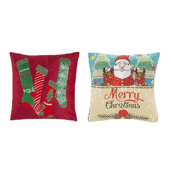 $45 Safavieh Christmas Stockings and Santa Claus Holiday Pillows Set