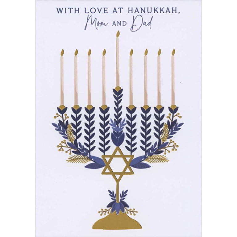 Menorah Star of David Hanukkah Card for Parents photo 1