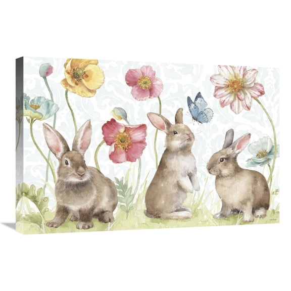 Global Gallery's 'Spring Softies Bunnies I' By Lisa Audit Stretched Canvas Wall Art