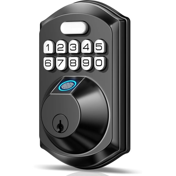 Fingerprint Door Lock - Keyless Entry Door Lock - Electronic Keypad Deadbolt - Smart Locks for Front Door - Auto Lock - Easy Installation - Matte Black