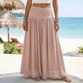thumbnail image 2 of CAIXIA Work Skirts for Women Front Slit Solid Color Soft & Breathable Vacation Outfits Long Skirts for Women Boho Maxi Skirt with Pockets, 2 of 6