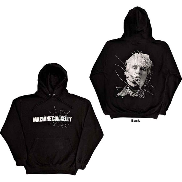 Machine Gun Kelly Unisex Pullover Hoodie Sweatshirt Cracked Glass (Back Print)