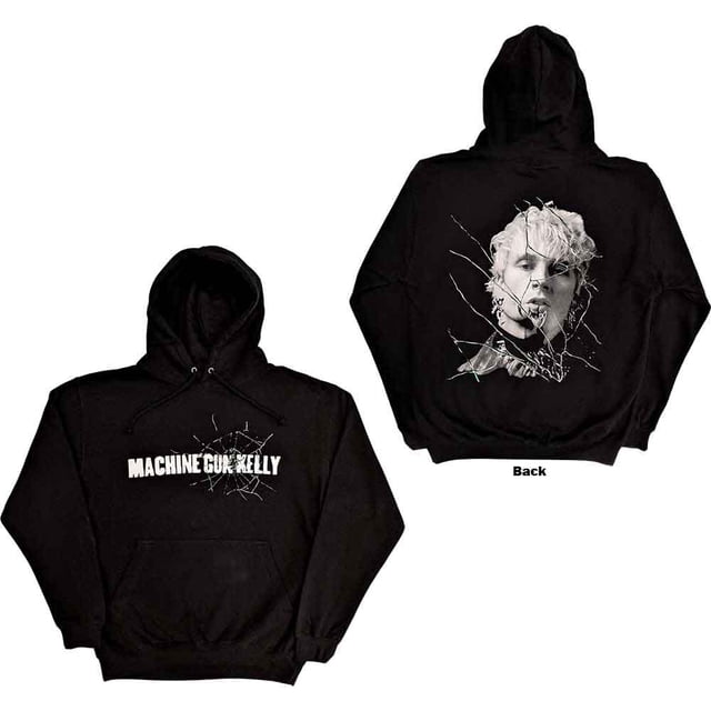 Machine Gun Kelly Unisex Pullover Hoodie Sweatshirt Cracked Glass (Back Print)