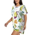 thumbnail image 2 of Kdxio Orange Green Avocado Print Pajamas Sets for Women Short-Sleeved Pjs with Lounge Shorts Two Piece Sleepwear S-4XL, 2 of 8