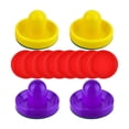 thumbnail image 2 of DimyFew 4 Air Hockey Pushers and 8 Pucks Air Hockey Paddles Standard Large Size 2.5 inch Yellow and Violet, 2 of 9