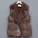 thumbnail image 2 of Chaleco de plumón integrado de piel de algodón para mujer, chaqueta acolchada con botón y cuello levantado, chaleco con cordón, Invierno, 2 of 5