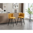 thumbnail image 3 of Guyou 26" Counter Height Bar Stool Set of 2, Modern Linen Upholstered Bar Stool with Channel Tufted Backrest and Metal Legs for Kitchen Island Bar Restaurant, Yellow, 3 of 13