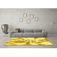 thumbnail image 3 of Ahgly Company Machine Washable Indoor Round Abstract Yellow Modern Area Rugs, 4' Round, 3 of 4