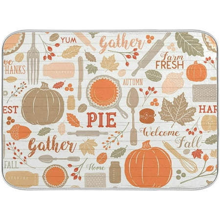 

Absorbent Dish Drying Mat Pumpkins 16x18 inch Kitchen Counter Dish Mats for Dishes
