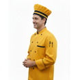 thumbnail image 2 of men's multicolor with Black trim 3/4 sleeve chef coat with free cap size (XS-6XL), 2 of 7