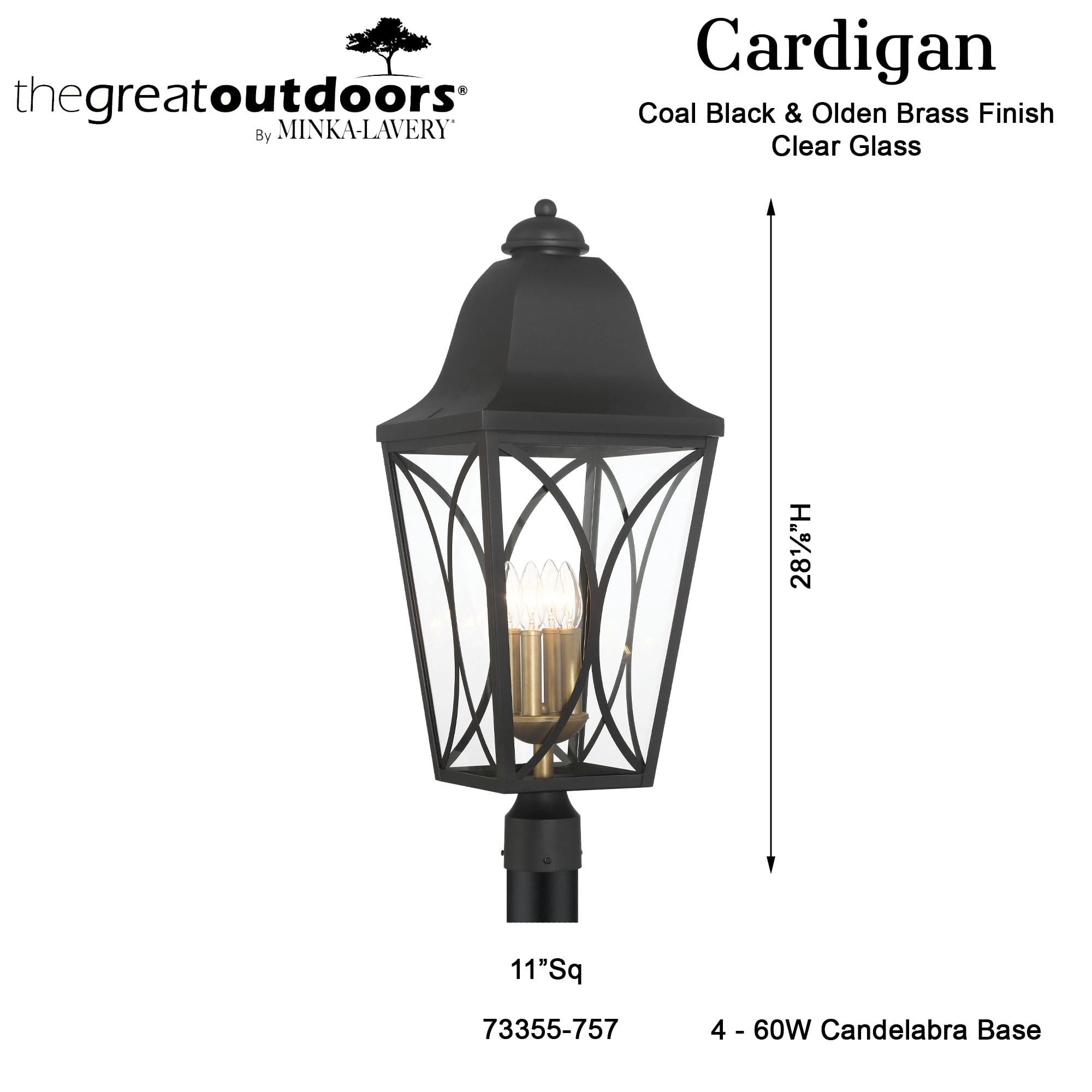 Minka Lavery - Cardigan - 4 Light Outdoor Post Mount-28.25 Inches Tall and 11