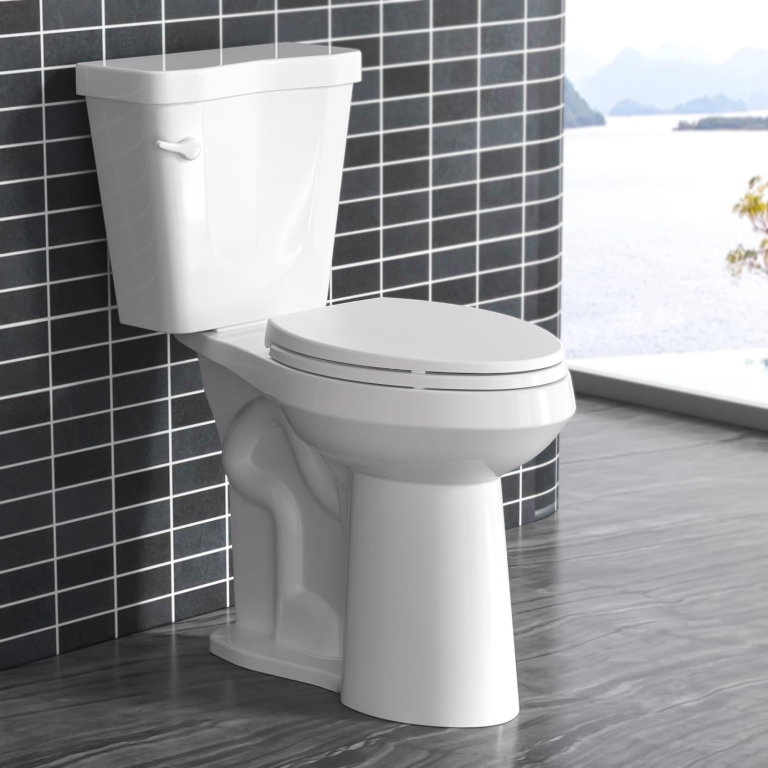 ROSYNEY Elongated Toilet Seat with Hinge, Slow Close, Easy Clean & Change Hinges, White