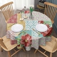 thumbnail image 3 of Pioneer Flower Floral Print Pattern Round Tablecloth 60"x60",Wrinkle Wipeable Table Cloth for Kitchen Dining Room Picnic Patio Party, 3 of 6