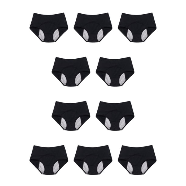 Minnieouse Calzoncillos para mujer, ropa interior lavable reutilizable de Color sólido para niñas, bragas Chinlon con cintura elástica Negro 5XL 10piezas