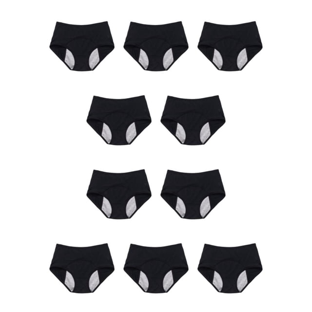 Minnieouse Calzoncillos para mujer, ropa interior lavable reutilizable de Color sólido para niñas, bragas Chinlon con cintura elástica Negro 5XL 10piezas