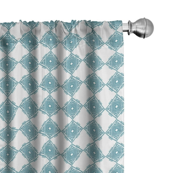 Ambesonne Geometric Curtains, Interlacing Squares, Pair of 28"x63", Pale Blue and White