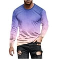 thumbnail image 3 of VBTAPA Long Sleeve T-shirts for Men Big and Tall Casual Athletic Tees Gradient Color Print Round Neck Tee Tops Lightweight Fall T-Shirt Purple XXXXXL, 3 of 6