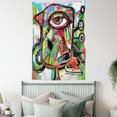 thumbnail image 4 of Abstract Tapestry, Doodle Bird Character Eyes Eyesight Goofy Portrait Unusual Retro Illustration, Wall Hanging for Bedroom Living Room Dorm Decor, 60W X 80L Inches, Multicolor, by Ambesonne, 4 of 5