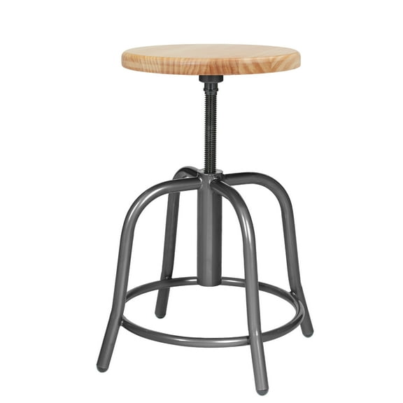 Vince Swivel Stool with Wood Seat, Grey Frame