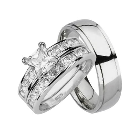 Laraso Co His And Hers Matching Wedding Ring Sets Sterling