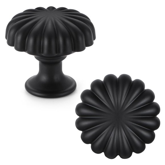 Perillas para gabinete FAPUAL de aleación de zinc negro mate, 3 cm de diámetro