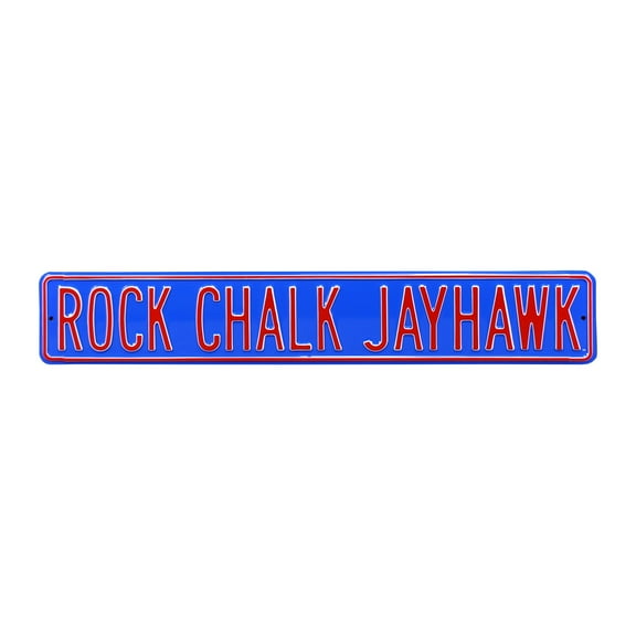 Blue Kansas Jayhawks 6" x 36" College Ave Embossed Street Sign