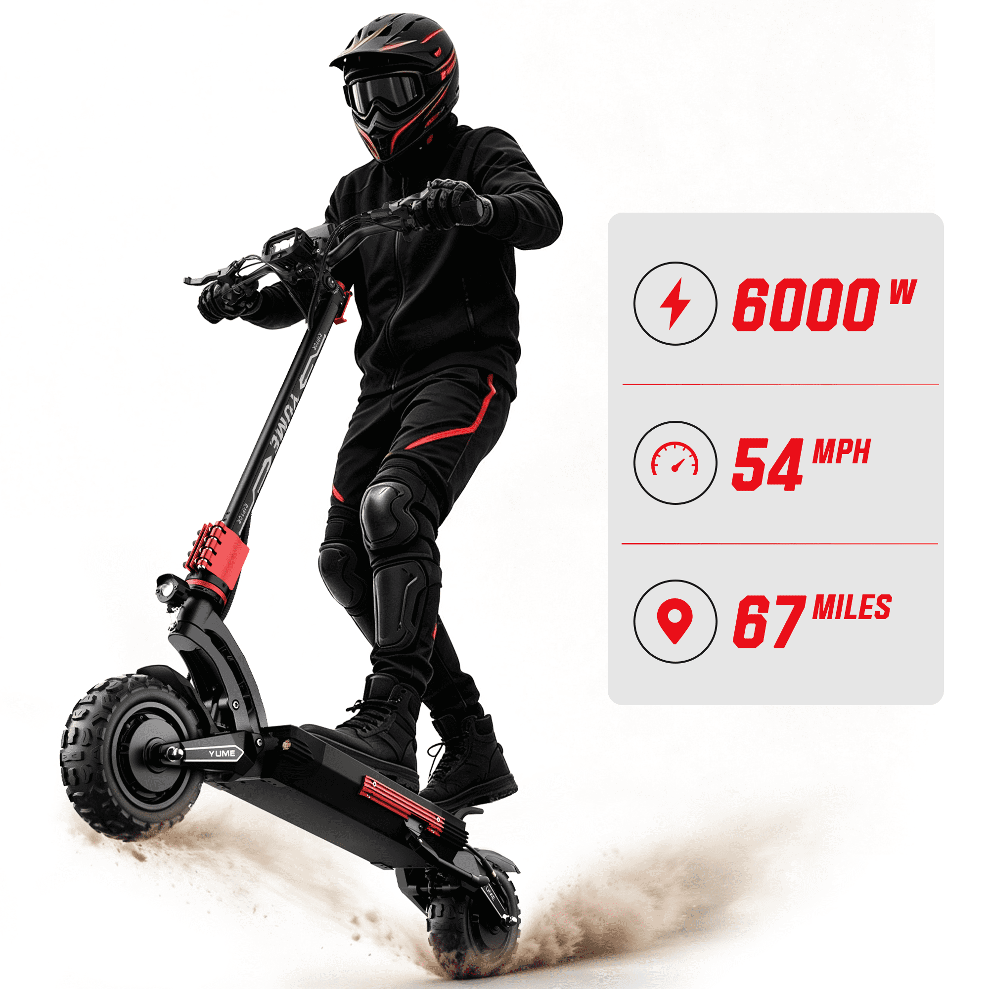 M YUME SCOOTER, Electric Scooter, Raptor2 6000W, Red - Walmart.com
