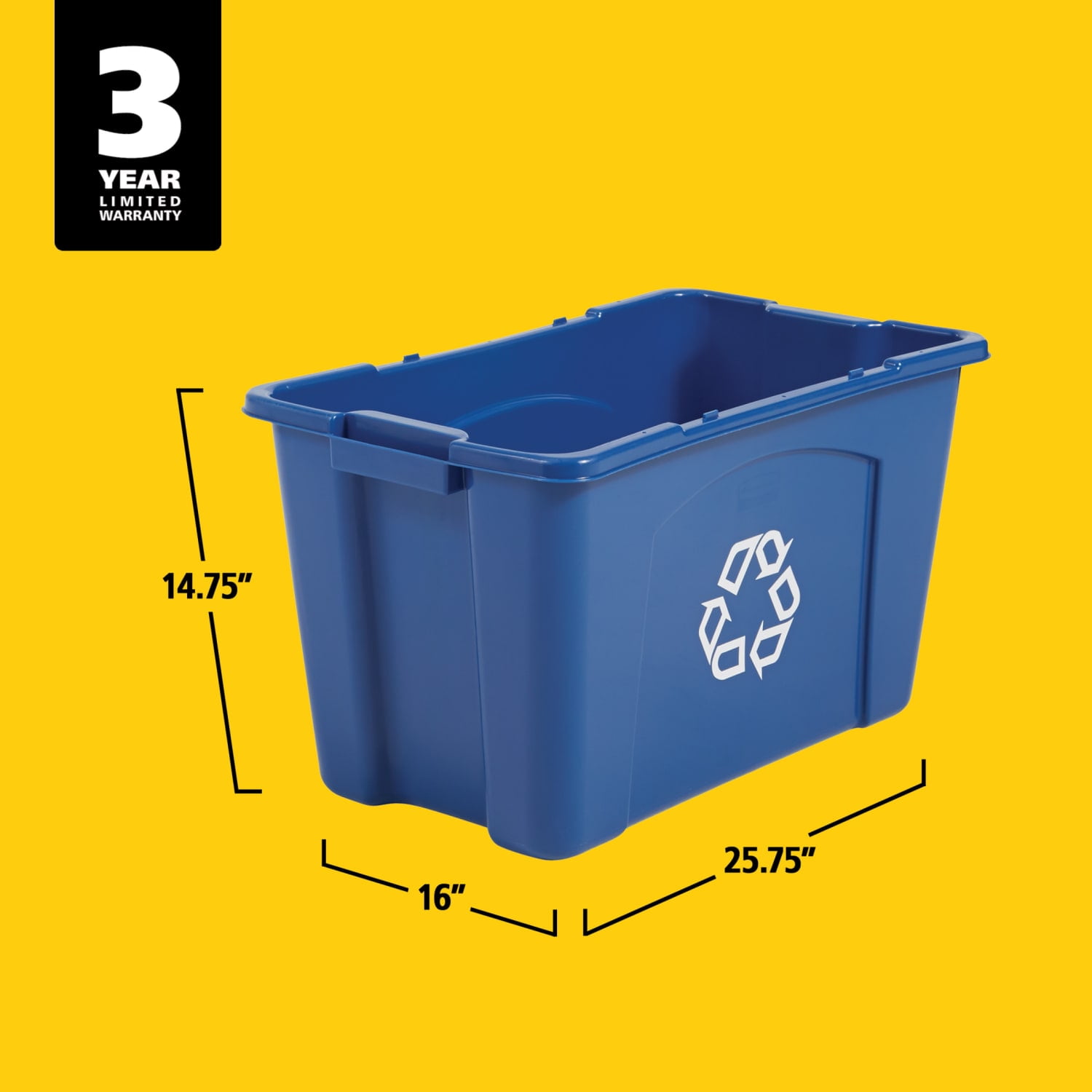 Rubbermaid Commercial Products 18 GAL Recycling Box, Blue