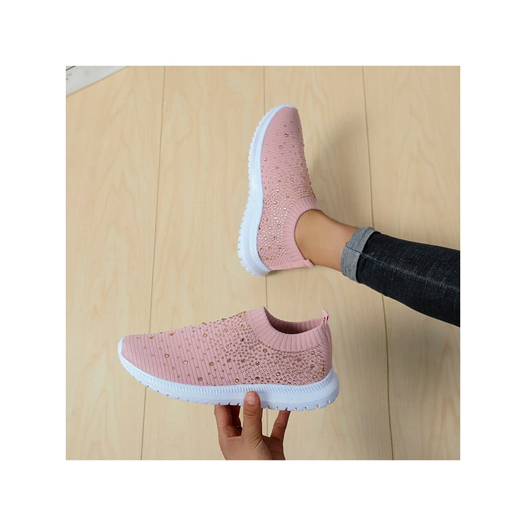 Pink slip on cheap trainers ladies