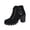 04#Black, variant on Round Toe Lace Up Ankle Booties With Side Zipper Womens Block Heel Platform Winter Footwear