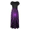 thumbnail image 4 of TIMIFIS Robes Maxi d'Halloween pour Femmes Manches Courtes Col Rond Vintage Horreur Citrouille Imprimée Fête Bal Longue Robe Automne/hiver, 4 of 5