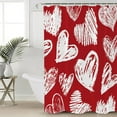 thumbnail image 4 of Waterproof Shower Curtain, Red Love Heart Valentines Day Polyester Fabric Bathroom Curtains with 12 Hooks, 36" W x 72" H, Love Heart White Quick-Drying Bathtub Curtain, 4 of 6