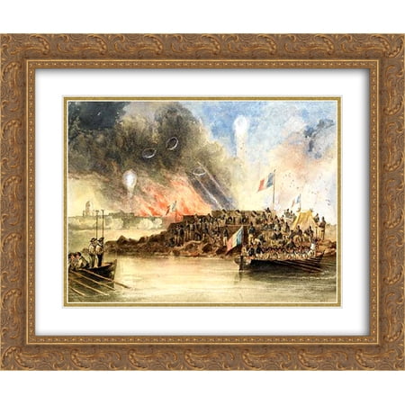 John Wilson Carmichael 2x Matted 24x20 Gold Ornate Framed Art Print 'The bombardment of Sveaborg, in the Baltic, 9 August 1855'