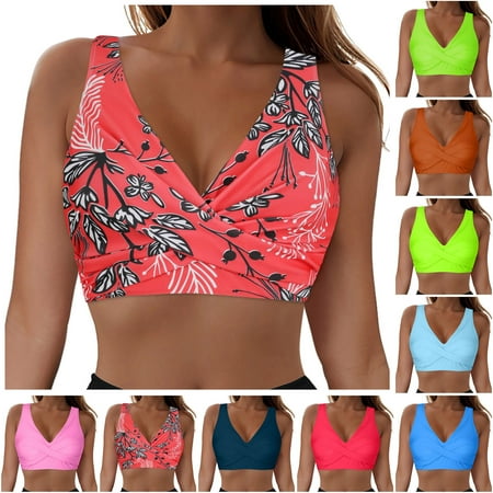 adviicd Women Underwire Bikini Top - Push Up Bathing Suit Top Large Bust Swim Top 2025 Swimsuit Top Plus Size Swim Bra (Red L)