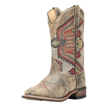 Laredo Boots Women - Laredo Western Boots Womens Scout Aztec Square Toe Stockman Brown 5647