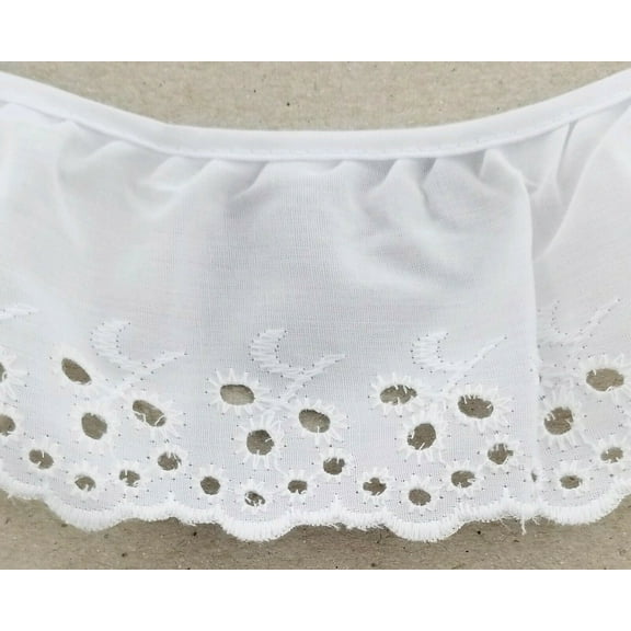 2-3/4" Ruffled Gathered Floral Embroidery Eyelet Trimming - 9 Continuous Yards