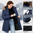 thumbnail image 6 of Womens Winter Coats Puffer Down Parka Thicken Warm Hooded Jacket Fleece Lined Outwear with Removable Faux Fur Hood, Navy XXXL, 6 of 8