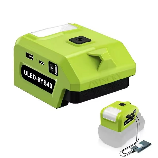 Power Tool Adapter Converter 5W LED Work Light for Ryobi 40V Li-ion Battery USB Type-C Charger Power Bank OP4040 OP4050 OP4050A