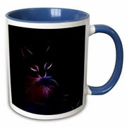 3dRose Siamese Cat Pet Lover Glowing Neon Light Art - Two Tone Blue Mug, 11-ounce