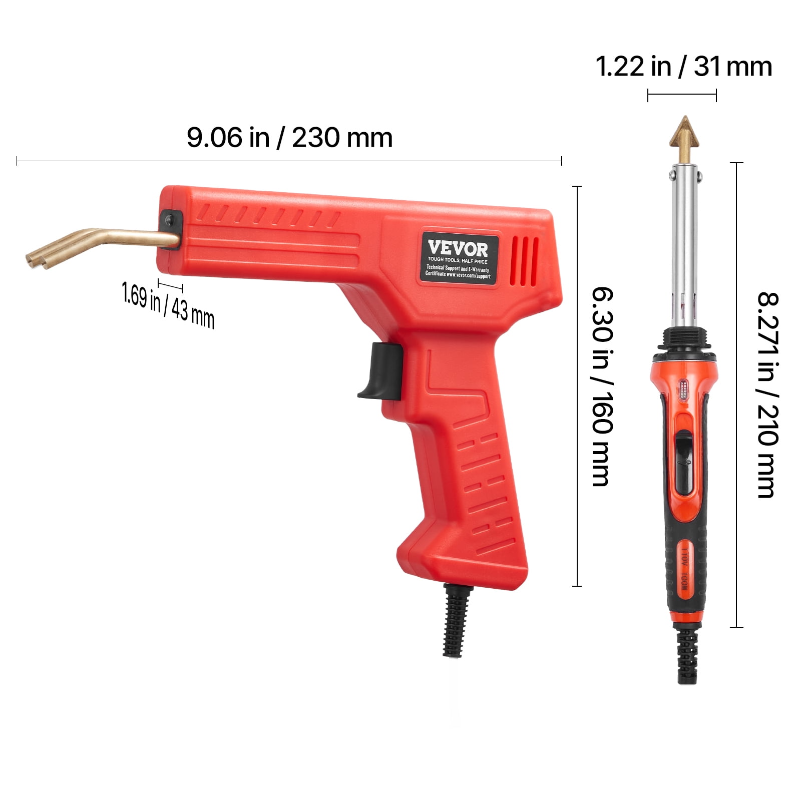 VEVOR Plastic Welder Kit Deluxe,100W Plastic Welding Gun + 60 W/100W Soldering Iron,Professional Plastic Repair Welding Tool with 1000PCS Hot Staples & 60 Rods for Car Bumper Kayak Electronics Toys