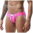 thumbnail image 2 of Sunvit-Panties Young Mens Swim Briefs Nylon Spandex Blend - Low-Rise Bikini Cut with Adjustable Drawstring Waist, Breathable Textured Fabric for Beach & Pool - Pink, Size S, 2 of 3