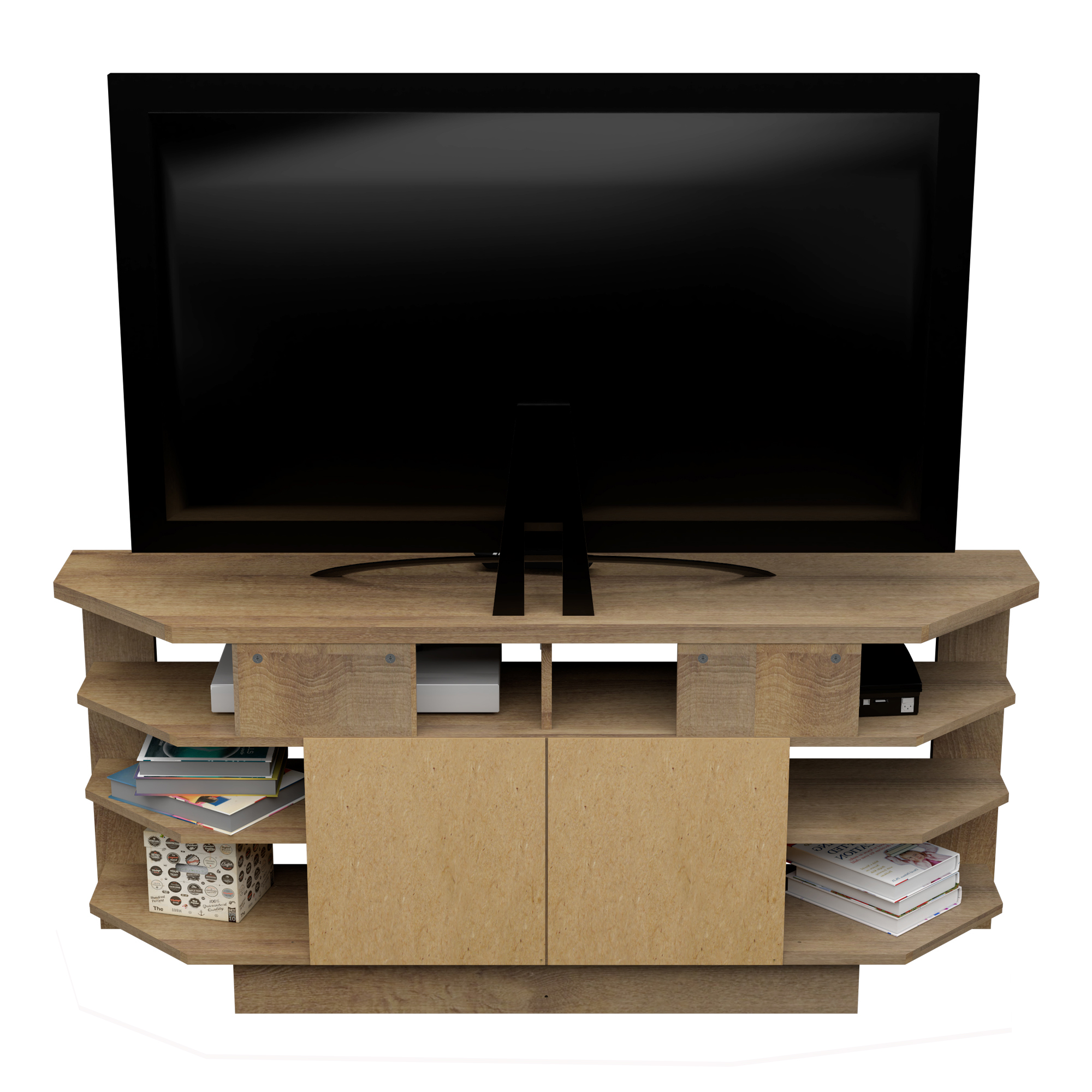 Inval 2-Drawer Corner TV Stand for TVs up to 60”, Amaretto