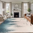 thumbnail image 2 of Area Rug 60×96in, Summer Foggy Forest Flying Bird Floor Carpet Living Room Rug, Retro Watercolor Tree Non-Slip Welcome Mat Indoor Rugs for Bedroom Dining Room, 2 of 9
