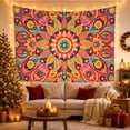thumbnail image 3 of Colorful Floral Mandala With Paisley Petals, Cheerful Boho Style for Boho Decor Lovers, Mandala Wall Art, Housewarming Gift, Tapestry Wall Hanging for Bedroom and Living Room, 3 of 7