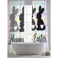 thumbnail image 5 of Happy Easter Sheer Curtains 108 Inch Length 2 Panels Set Window Treatments, Black White Polka Dots Rabbits Colorful Plaid Rod Pocket Semi Curtains for Living Room/Bedroom/Kitchen, 104"W x 108"L, 5 of 7
