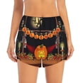 thumbnail image 2 of Picia Halloween Decoration Pattern Women's 2 in 1 Athletic Running Shorts High Waisted Workout Casual Gym Sweat Shorts with Comfy Liner Zipper Pockets-, 2 of 9
